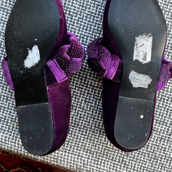 ASOS PURPLE VELVET BRAIDED BALLET FLATS - Picture 3 of 3